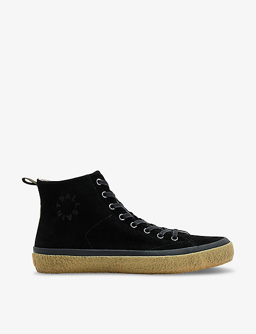 ALLSAINTS: Crister logo-debossed leather high-top trainers