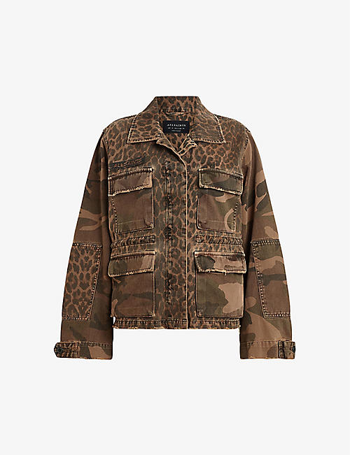 ALLSAINTS: Finch leopard-print camouflage cotton jacket