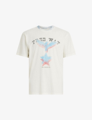 Shop Allsaints Indy Graphic-print Relaxed-fit Organic-cotton T-shirt In Cala White