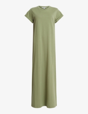Allsaints Anna Crew Neck Short Sleeve Maxi Dress In Green | ModeSens