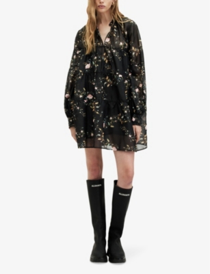 ALLSAINTS: Mindy Floral-Print Woven Mini Dress