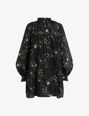 ALLSAINTS: Mindy graphic-print relaxed-fit recycled-polyester mini dress