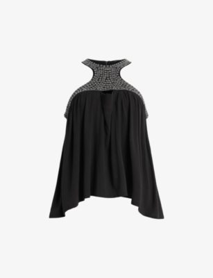 ALLSAINTS: Arizona bead-embellished stretch-woven top