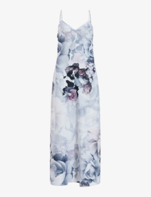 ALLSAINTS: Bryony Valley floral-print recycled-polyester midi slip dress