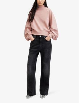 Shop Allsaints Womens Dusty Pink Orc Dana High-neck Relaxed-fit Organic-cotton Sweatshirt