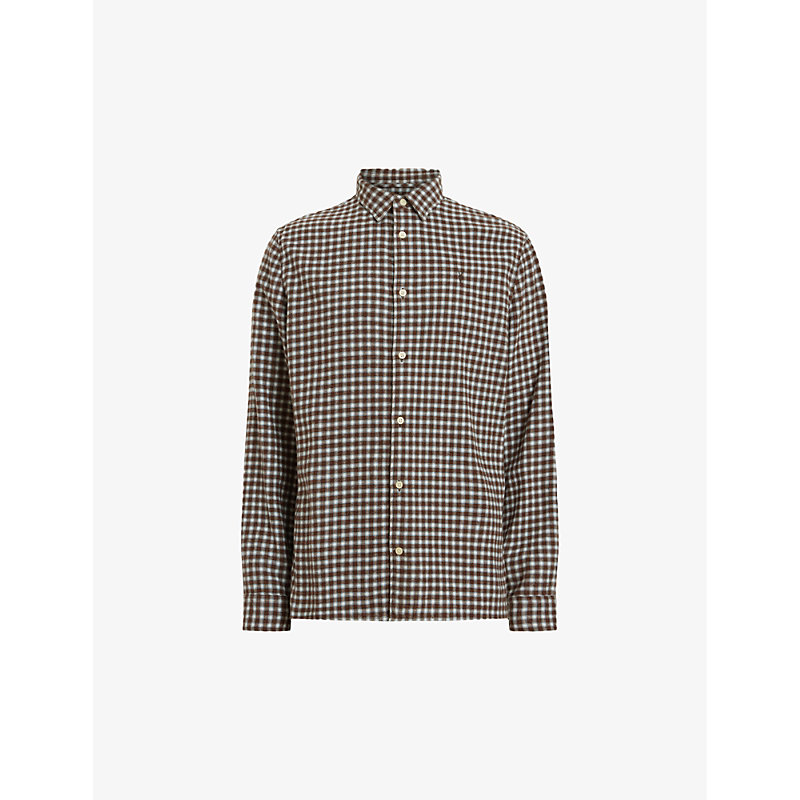 Allsaints Wayanda Checked Relaxed Fit Shirt In Creek Brown