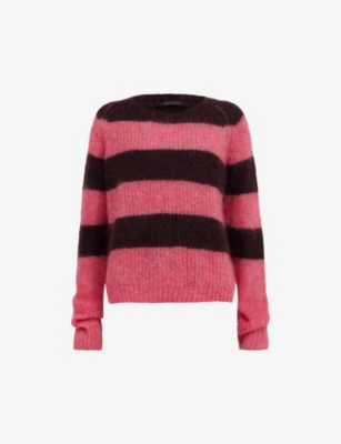 ALLSAINTS: Lana striped knitted mohair-blend jumper