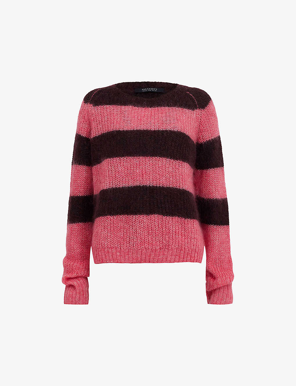 Shop Allsaints Womens Poppy Pink/red Lana Striped Knitted Mohair-blend Jumper