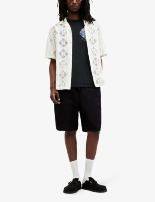 Shop Allsaints Men's Washed Black Cheech Graphic-print Sleeveless Organic-cotton Vest Top