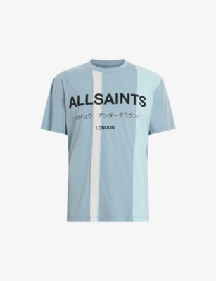 Allsaints Repurpose Cotton Logo Graphic Tee In Blue/blue/whit