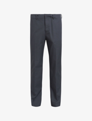 Shop Allsaints Men's Slate Grey Brite Straight-leg Woven Trousers