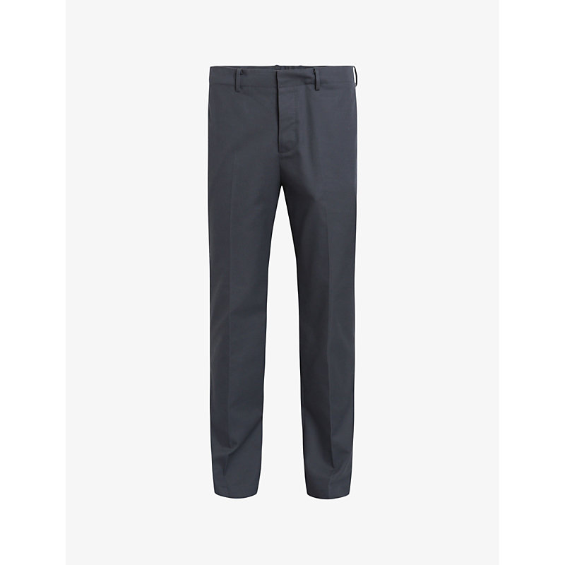 Shop Allsaints Men's Slate Grey Brite Straight-leg Woven Trousers