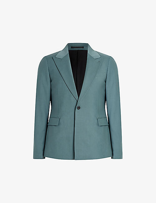 ALLSAINTS: Moad peak-lapel skinny-fit stretch recycled-polyester blazer