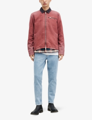 Allsaints Mens Vintage Indigo Dean Slim-fit Cropped Stretch-denim Jeans In Vintage Indigo