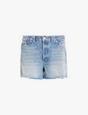 Allsaints Idaho Western Style Denim Shorts In Vintage Indigo