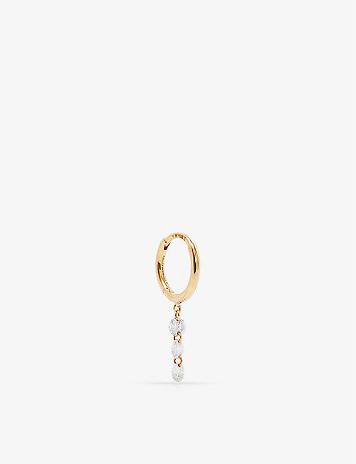 PERSEE PARIS: 18ct yellow-gold and 0.40ct diamond single hoop earring