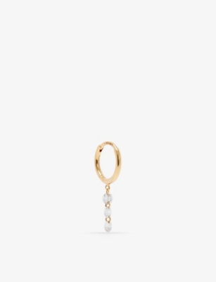 Persée Paris Persee Paris Womens Yellow Gold Logo-engraved 18ct Yellow-gold And 0.40ct Diamond Single Hoop Earrin