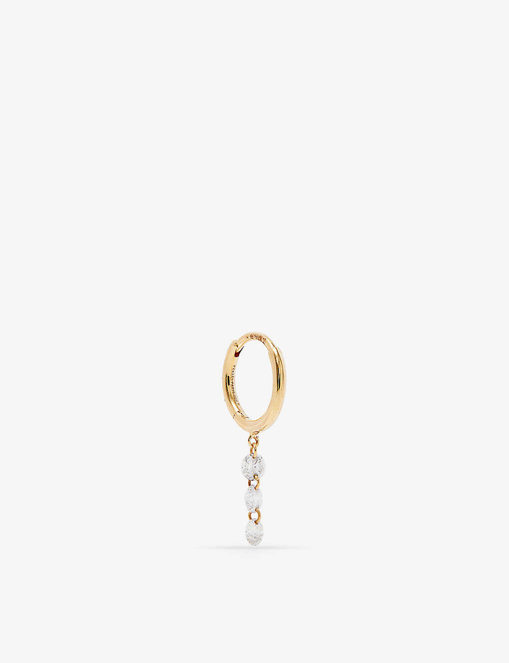 Persée Paris Persee Paris Womens Yellow Gold Logo-engraved 18ct Yellow-gold And 0.40ct Diamond Single Hoop Earrin