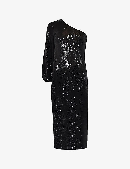 RO&ZO: Selena one-shoulder sequin-embellished stretch-woven midi dress