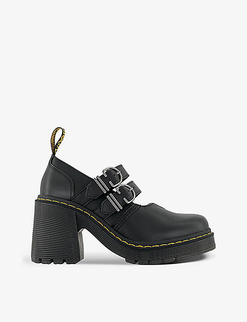 DR. MARTENS: Eviee contrast-stitched leather heeled sandals