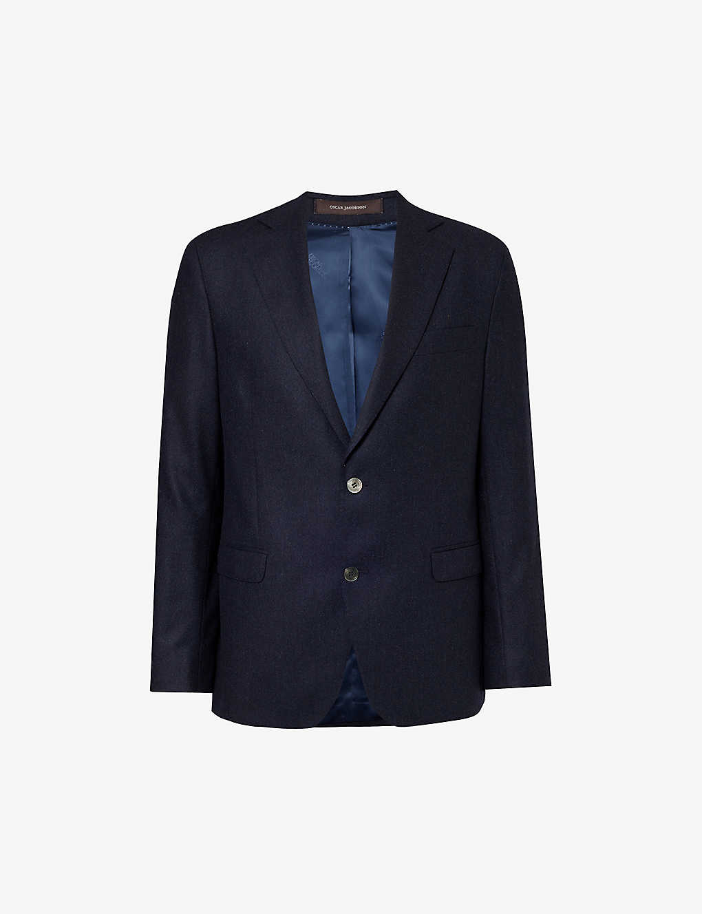 Oscar Jacobson Mens Midnight Blue Fogerty Single-breasted Wool Jacket