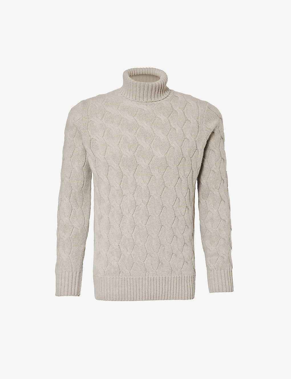 Oscar Jacobson Seth Cable-knit Turtleneck Knitted Jumper In Brick Beige