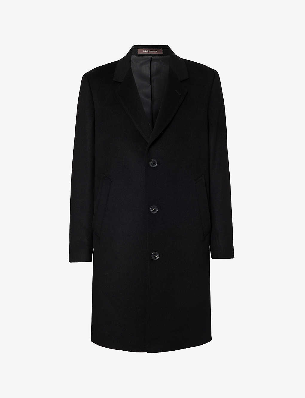 Oscar Jacobson Shaw Notch-lapel Wool-blend Coat In Black