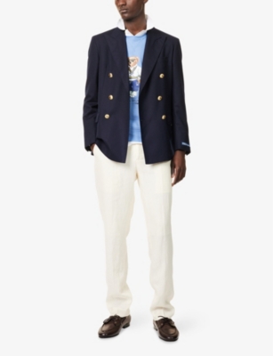 POLO RALPH LAUREN: Doleskin Double-Breasted Peak-Lapel Wool Blazer