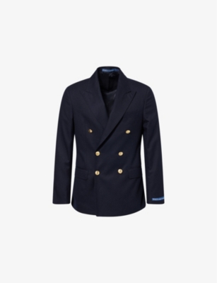 POLO RALPH LAUREN: Doleskin Double-Breasted Peak-Lapel Wool Blazer