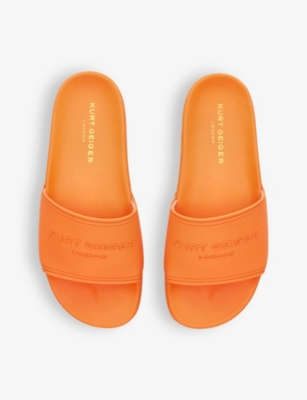 Shop Kurt Geiger London Men's Orange Kgl Branded Textile Pool Sliders