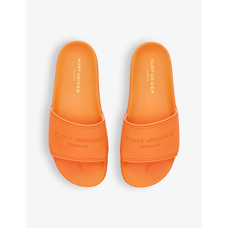 Shop Kurt Geiger Kgl Branded Textile Pool Sliders In Orange