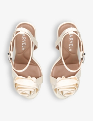 Shop Carvela Women's White Corsage Sling-back Heeled Satin Sandals