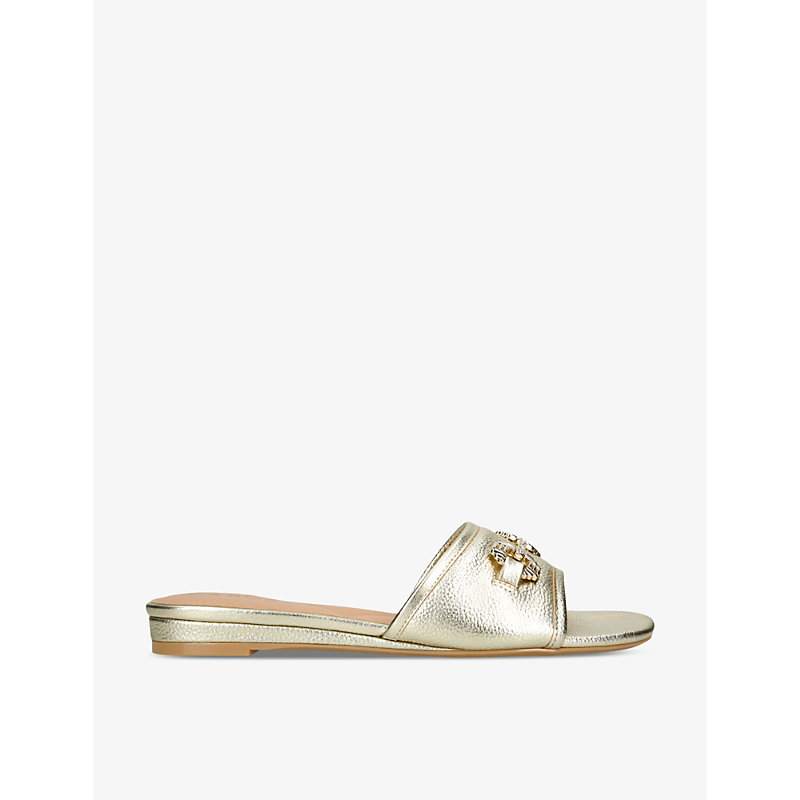 Carvela Womens Gold Poise Chain-embellished Leather Flat Sandals