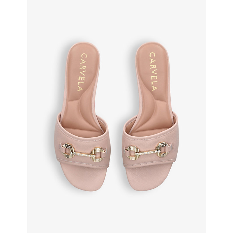 Shop Carvela Women's Pink Poise Chain-embellished Leather Flat Sandals