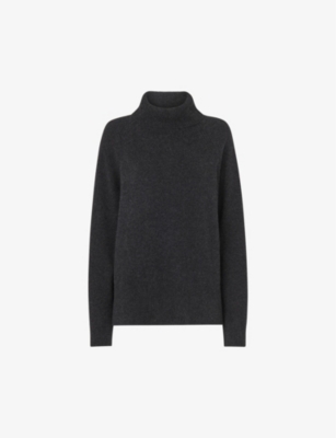 Shop Whistles Omens  Turtleneck Relaxed-fit Cashmere Jumper In Grey