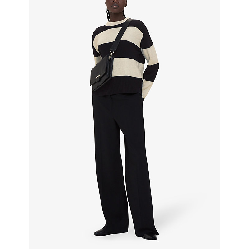 Shop Whistles Block-striped Relaxed-fit Wool Jumper In Black