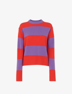 WHISTLES: Block-striped relaxed-fit wool jumper