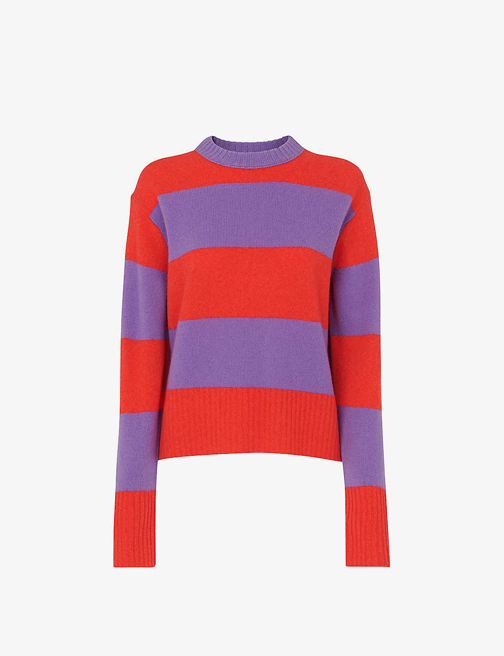 Whistles Womens Multi-coloured Block-striped Relaxed-fit Wool Jumper