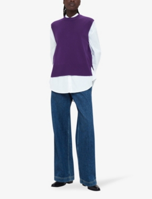 Shop Whistles Women's Purple Sleeveless Relaxed-fit Wool Top