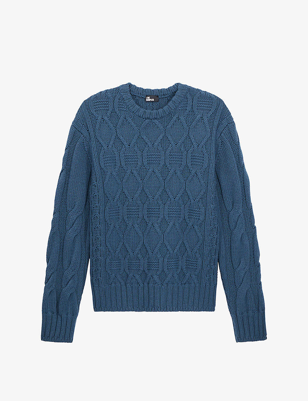 THE KOOPLES THE KOOPLES MENS BLUE PETROL RELAXED-FIT CABLE-KNITTED WOOL JUMPER