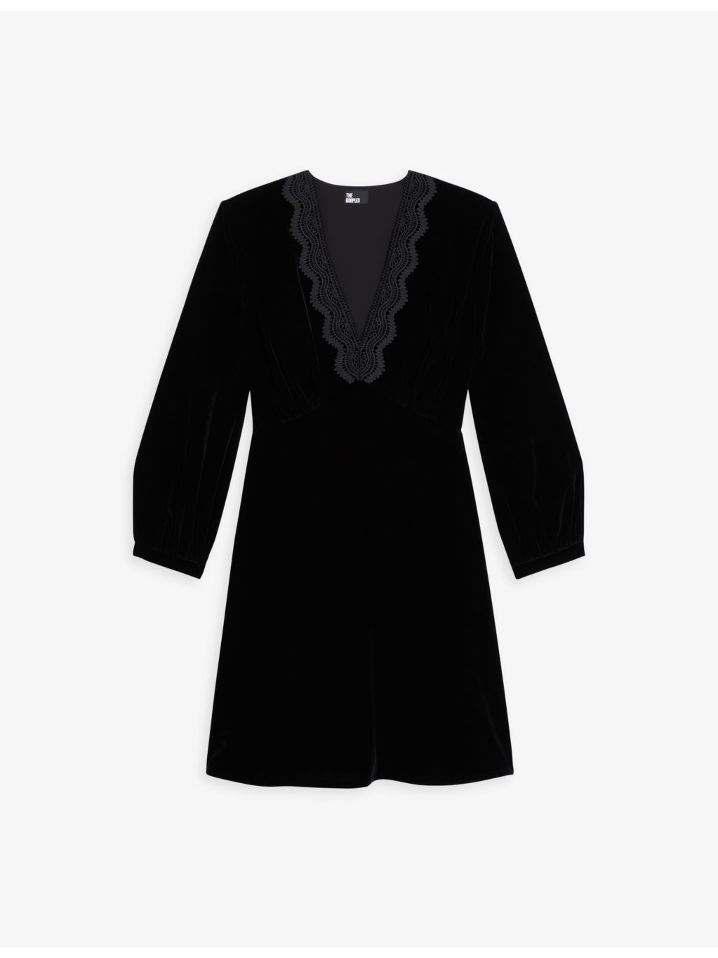 THE KOOPLES - V-neck lace-embroidered velvet mini dress