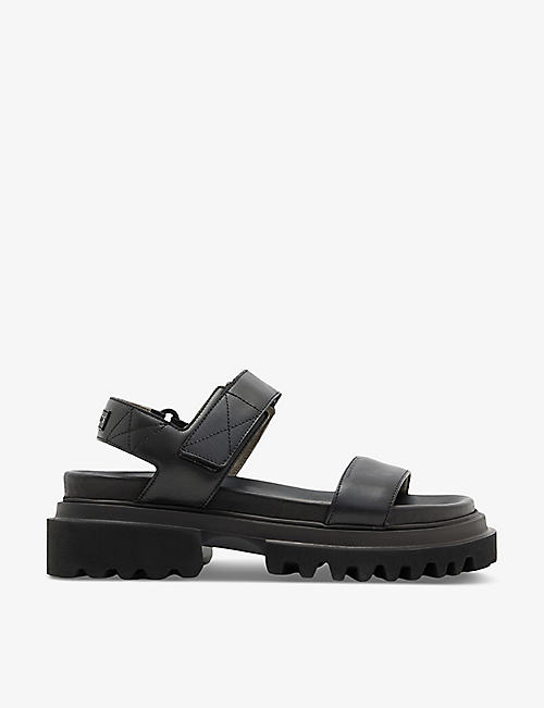 ALLSAINTS: Rory brand-patch flat leather sandals