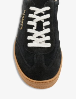 Shop Allsaints Thelma Logo-embossed Leather Low-top Trainers In Black/white