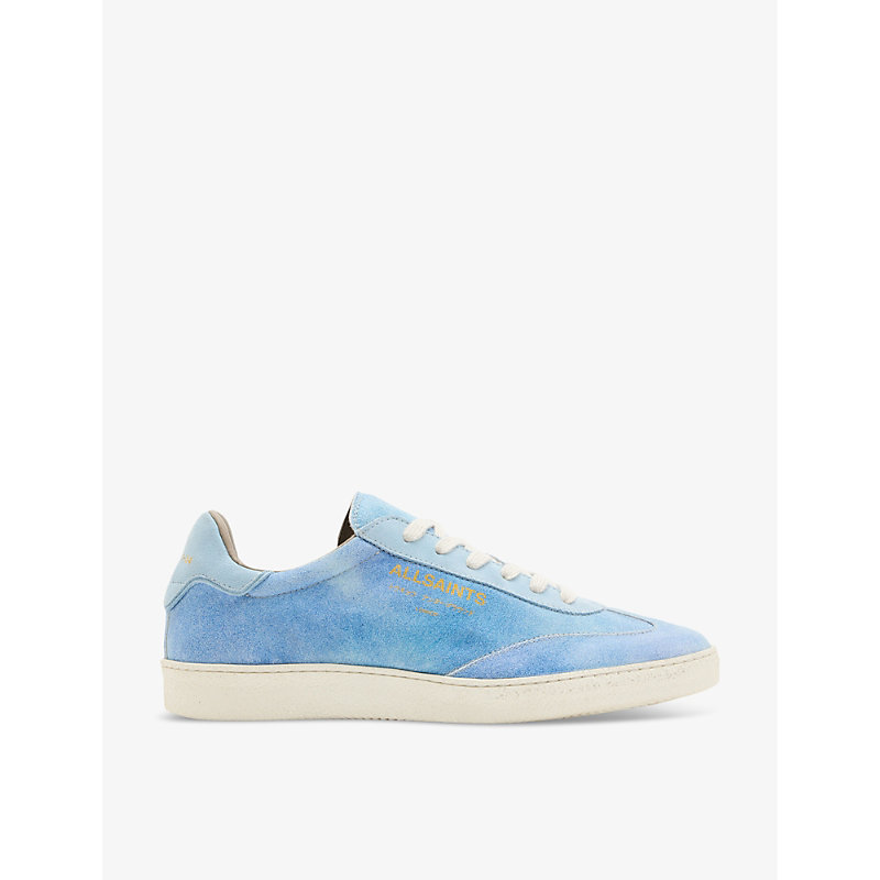 Allsaints Womens Denim Blue Thelma Logo-embossed Leather Low-top Trainers