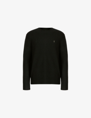 ALLSAINTS: Statten crew-neck logo-embroidered stretch-knit jumper
