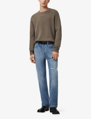 ALLSAINTS: Statten crew-neck logo-embroidered stretch-knit jumper