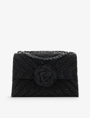 Dune Black-diamonte Richmond Diamante-embellished Quilted Woven Hand Bag