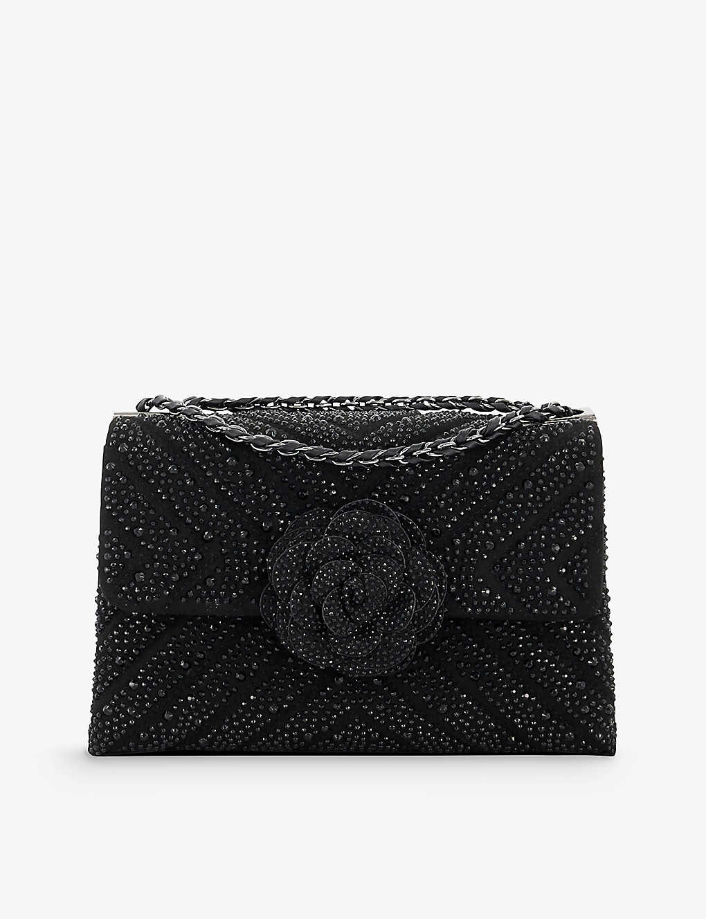 Dune Black-diamonte Richmond Diamante-embellished Quilted Woven Hand Bag