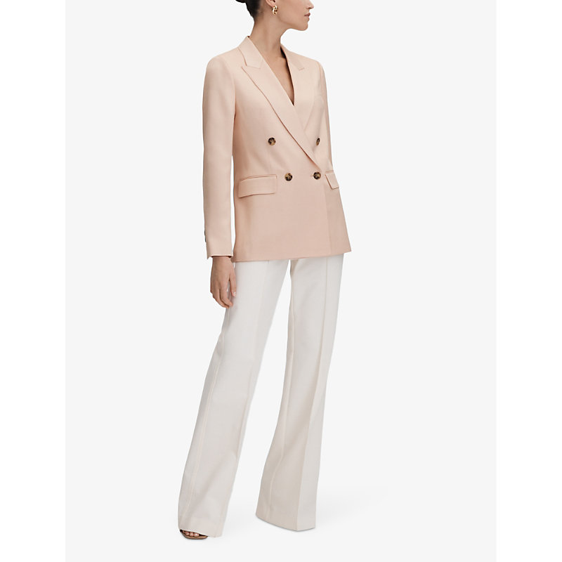 Shop Reiss Eve Double-breasted Satin Blazer In Pink
