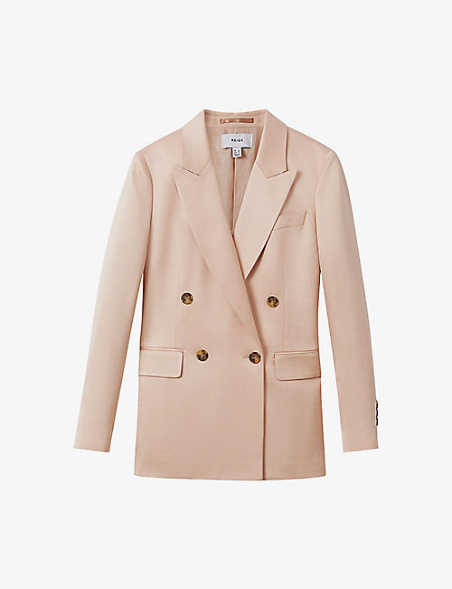 REISS: Eve double-breasted satin blazer